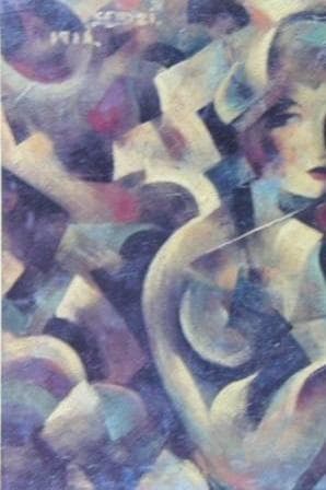 東郷青児、【パラソルをさせる女】、希少な額装用画集より、状態良好