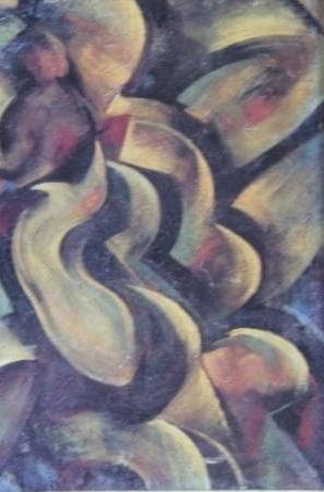 東郷青児、【パラソルをさせる女】、希少な額装用画集より、状態良好