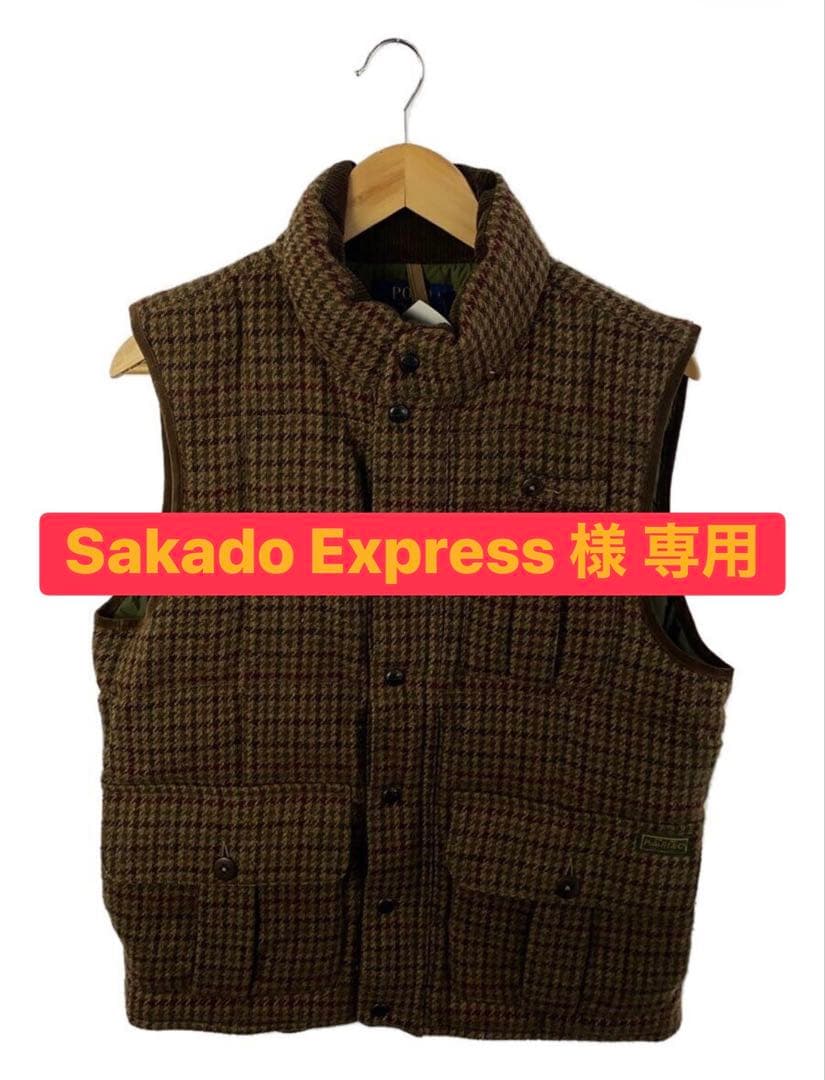 POLO RALPH LAUREN◆ダウンベスト/M/コットン/BRW/チェック