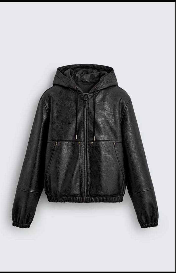 ZARA フェイクレザーフーデッドジャケット フェイクレザー フーデッド ジャケット - ブラック | ZARA Japan / 日本