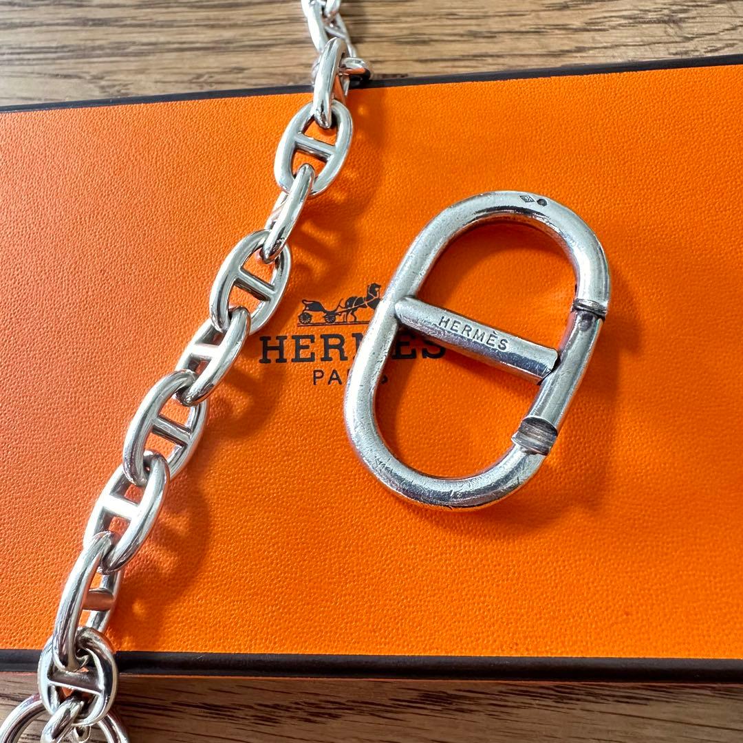 希少 エルメス シェーヌダンクル カラビナ キーリング シルバー925