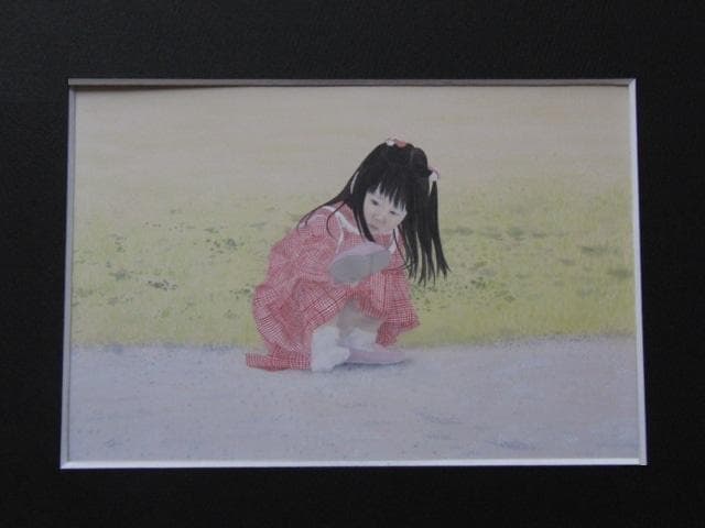 松生歩、【砂】、希少な額装用画集画、新品高級額 額装付、状態良好