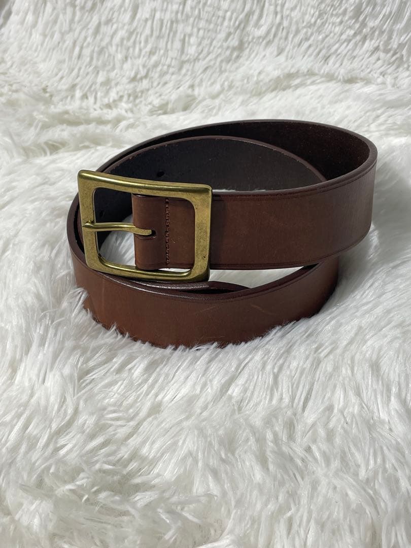 美品　Ralph Lauren 本革 レザーベルト ブラウン ゴールドバックル