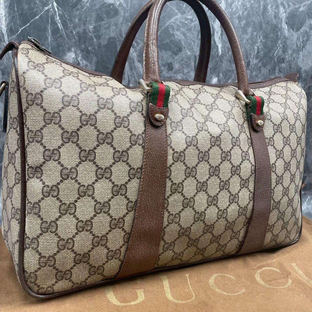 ✨美品✨GUCCI シェリーライン GG ボストンバッグ ブラウン ロゴ