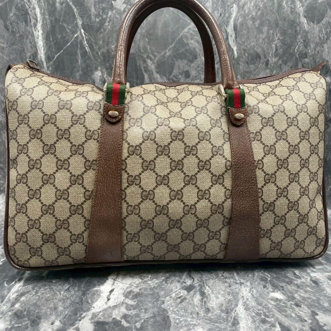 ✨美品✨GUCCI シェリーライン GG ボストンバッグ ブラウン ロゴ