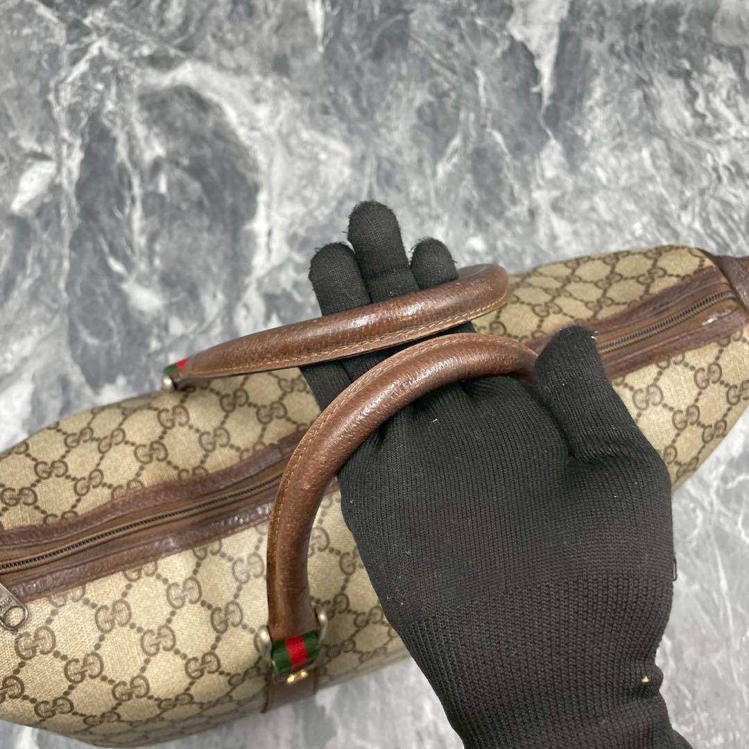 ✨美品✨GUCCI シェリーライン GG ボストンバッグ ブラウン ロゴ
