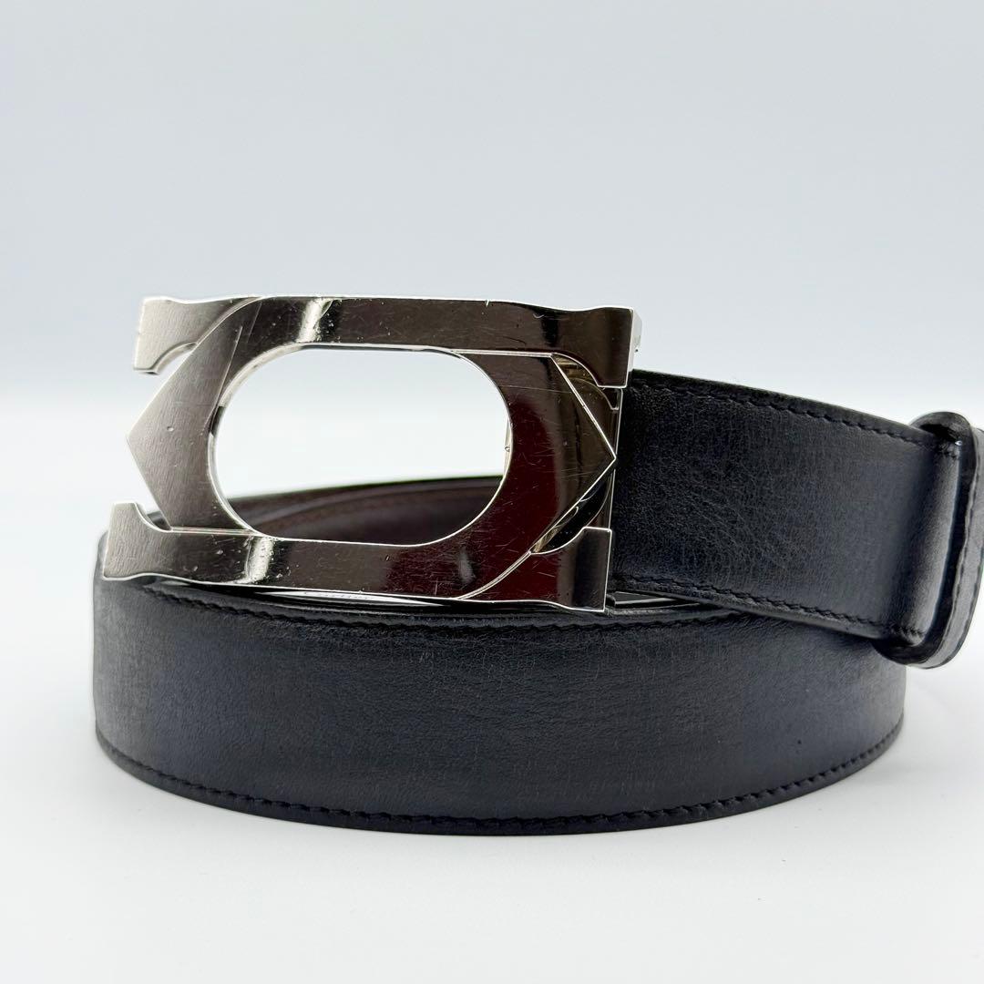 ✨良品✨カルティエ コネクトクロス ベルト 本革 シルバー金具 ビジネス 純正革