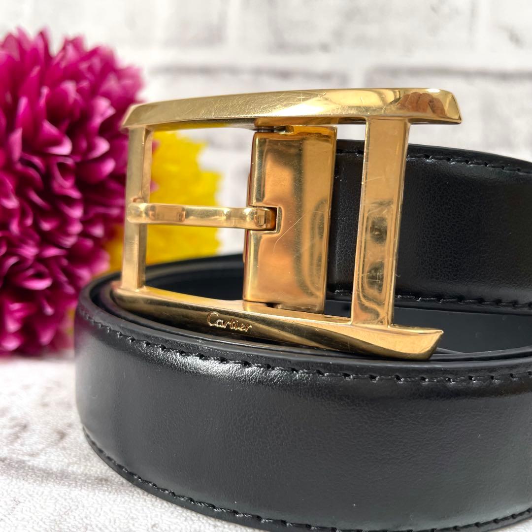 極美品✨カルティエ　ベルト　タンクドゥ　アルディロン　ゴールド金具　黒