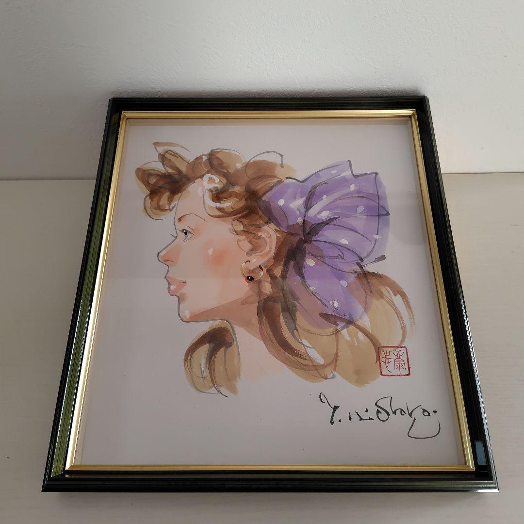 日高康志　HIDAKA YASUSHI　額入り　絵画　色紙