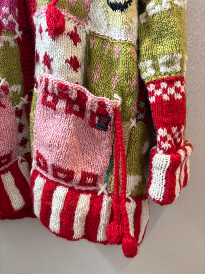 EL RODEO エルロデオ パッチワーク ニット コート ニコちゃん - メルカリ