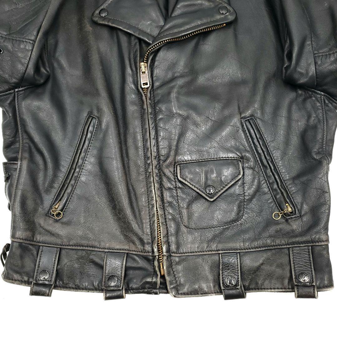 廃番#119◇Schott◇42レザーライダースジャケット黒メンズXL 864