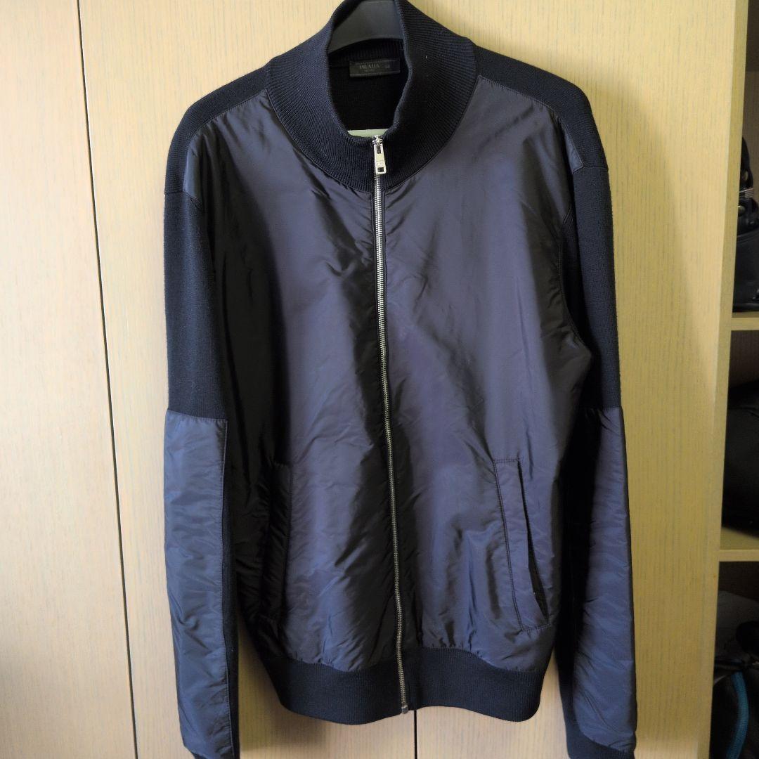 【値下可能】PRADA ニットナイロン切り替えブルゾンナイロンジャケット 50