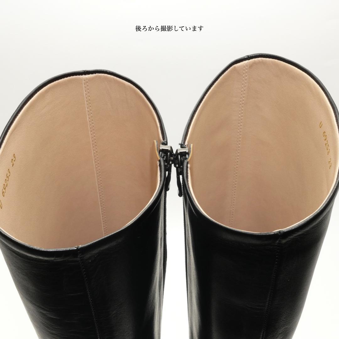 23 DIANA ダイアナ ロングブーツ カーフ 黒 サイドジップ