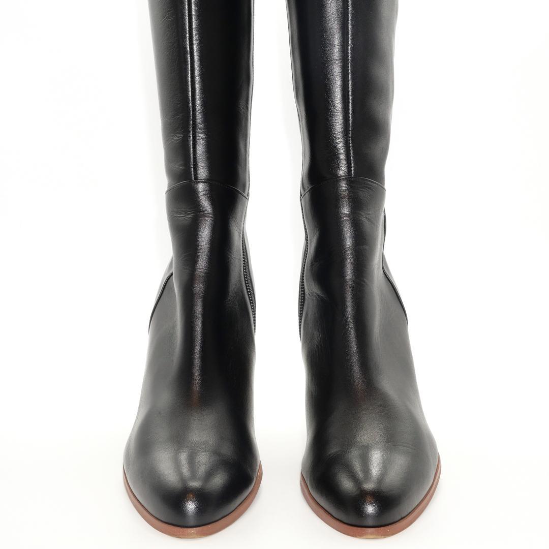23 DIANA ダイアナ ロングブーツ カーフ 黒 サイドジップ