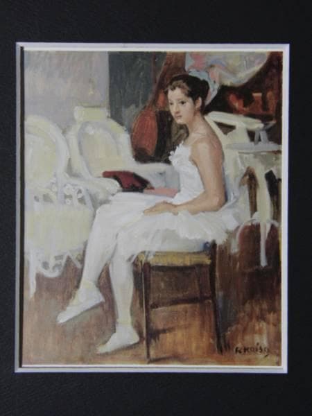 小磯良平、踊り子4、希少画集画、新品高級額、額装付、状態良好