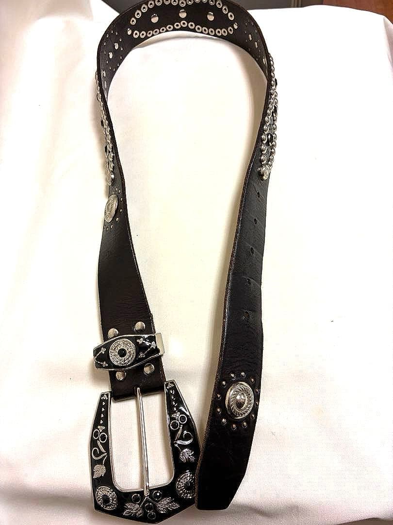 TORNADO MART デコレートバックル スタッズブラックベルト -
