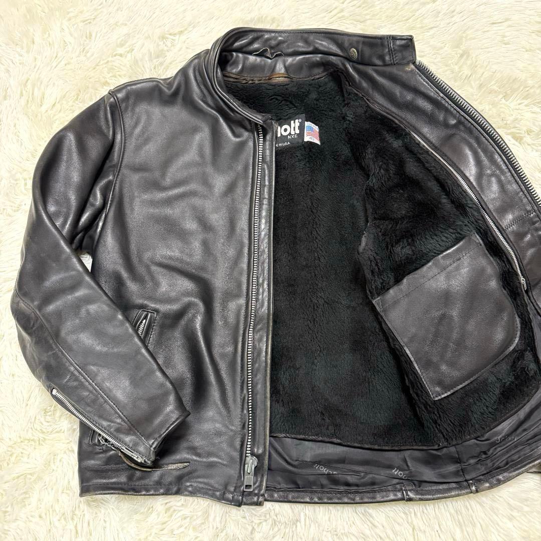 米国製40✨Schott ショット 641 シングルライダース レザー 黒