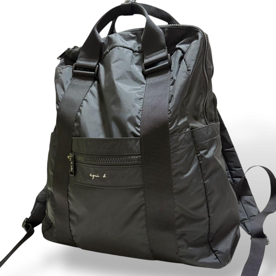 美品　agnes b アニエスベー　バックパック　リュック　ユニセックス　A4可 アニエスベー】上質レザー！angele バックパック (Agnes b/バック