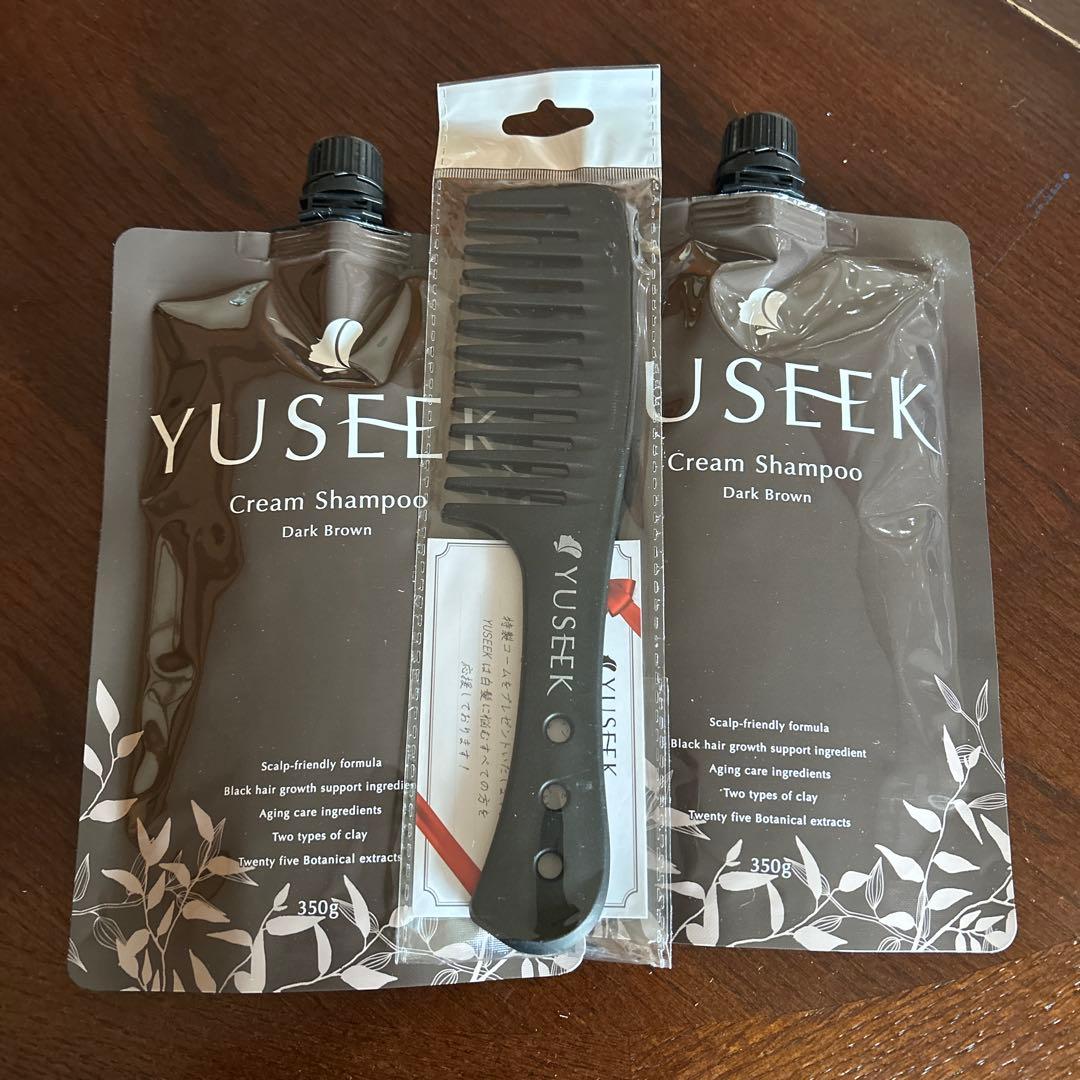 YUSEEK Cream Shampoo ダークブラウン 350g コーム付き
