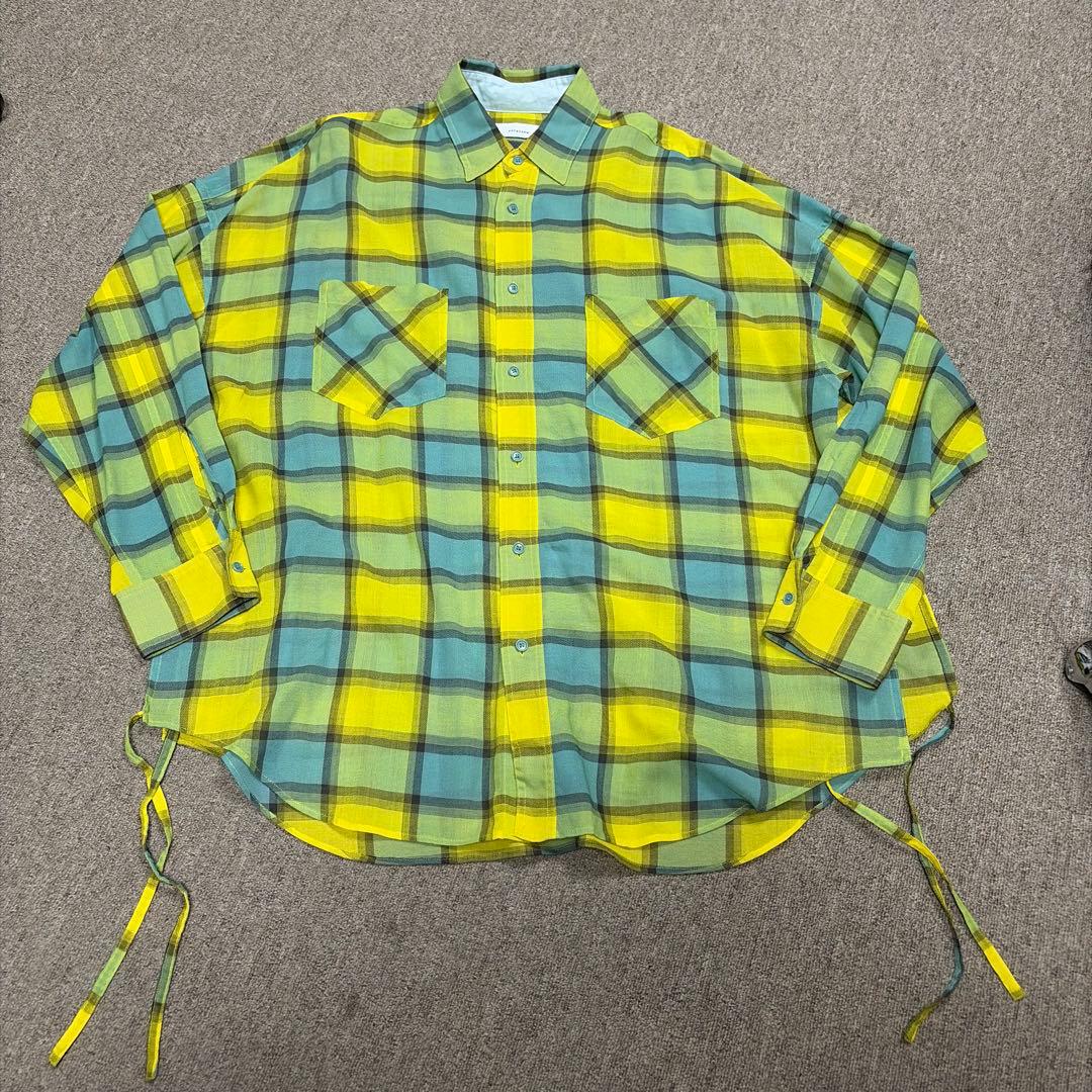 FACETASM チェック柄シャツ サイドスリット紐付き、サイズ00