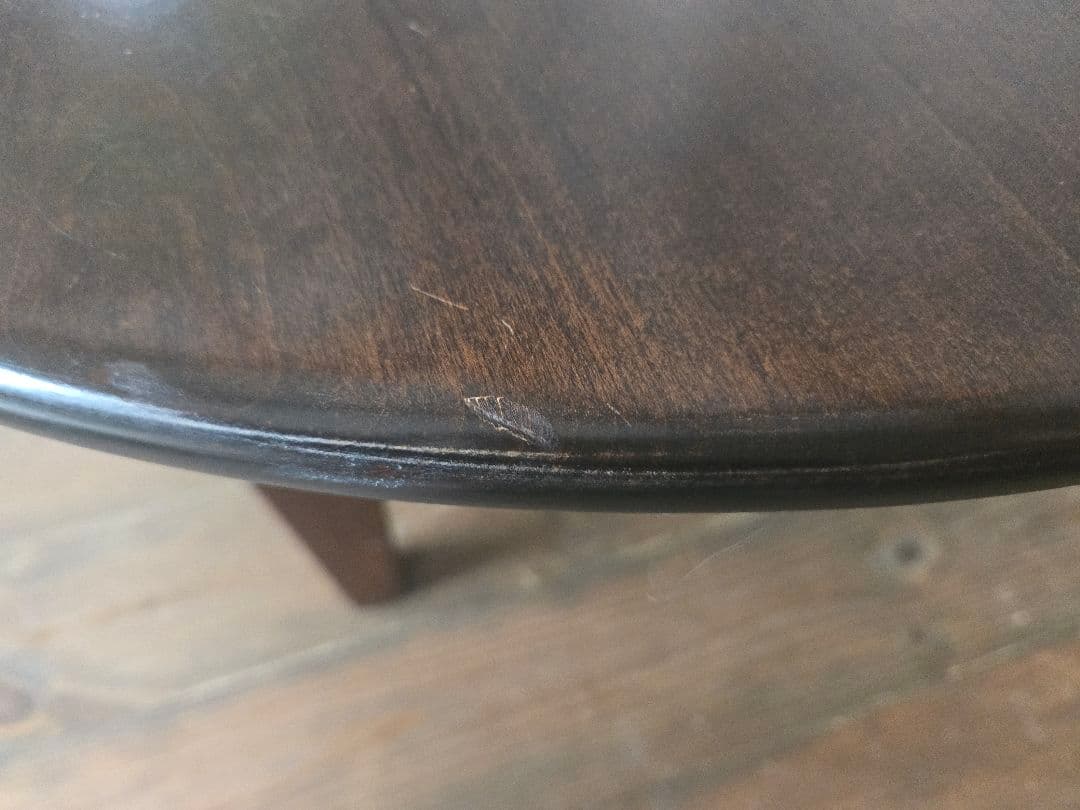 ✨お値下げしました✨無垢ダークブラウンちゃぶ台75φ・家具工房芽生様