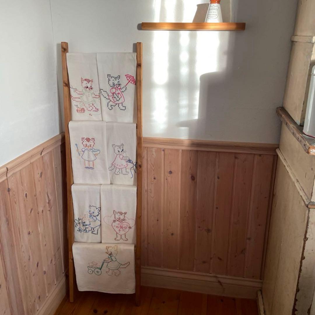 ☆レア☆ヴィンテージ キトゥン エンブロイダリーウィークリークロス ７枚セット