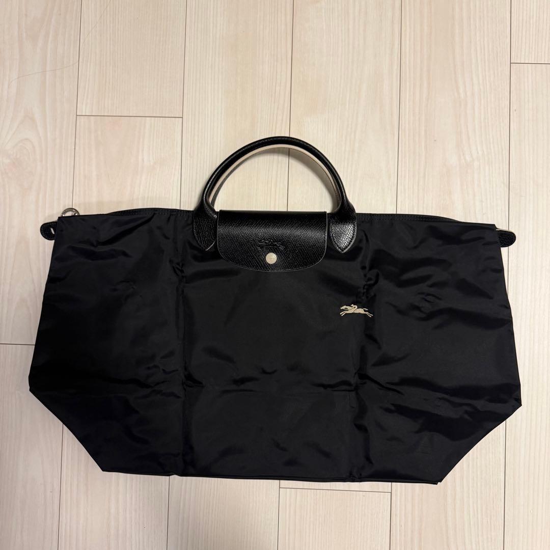 ロンシャン　ブラック ボストンバッグ