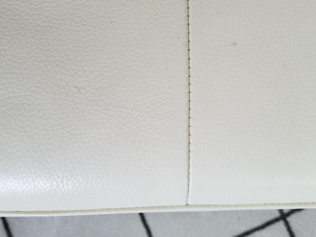 ②IDC 大塚家具 本革 オットマン L/Sコンフォート ホワイト レザー