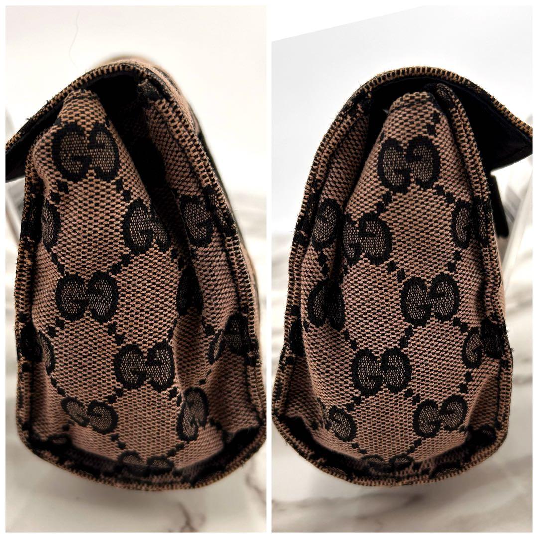GUCCI グッチ GGキャンバス ポーチ バニティ ブラック ベージュ - メルカリ