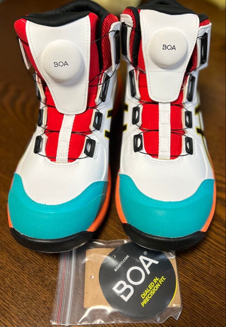 ASICS BOA安全靴 ホワイト/レッド/イエロー♡