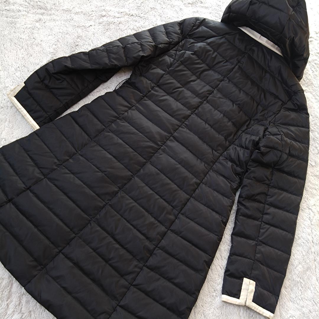 オースチンリード フード付きダウンコート L40 ビジュー装飾つき 黒 白