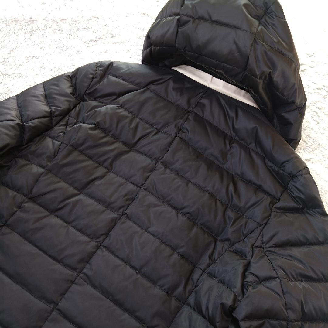 オースチンリード フード付きダウンコート L40 ビジュー装飾つき 黒 白