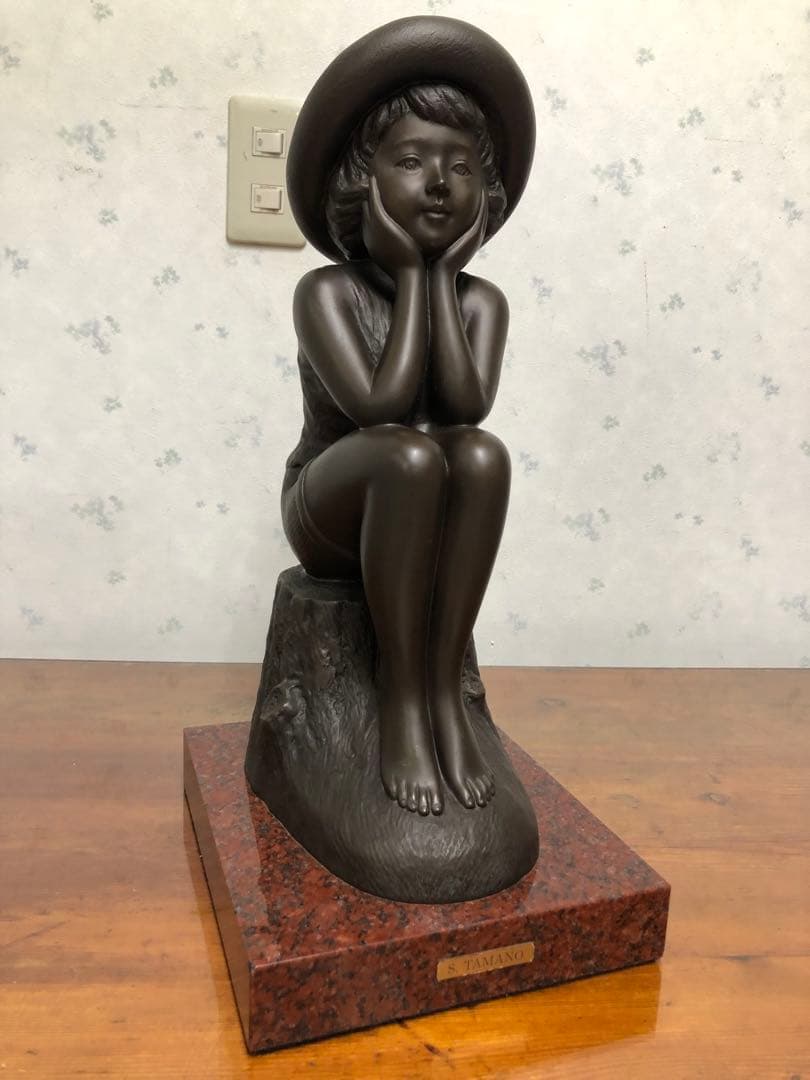 玉野勢三 「待つ人」ブロンズ像 彫刻 銅製 99F08304 - メルカリ