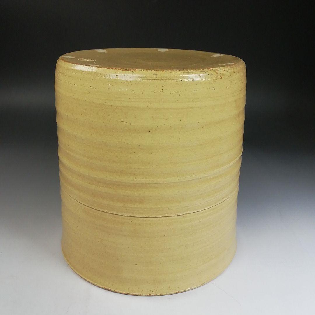 W36 水指 『黄瀬戸 棒ノ先』『中村秋峰 造』 共箱 茶道具