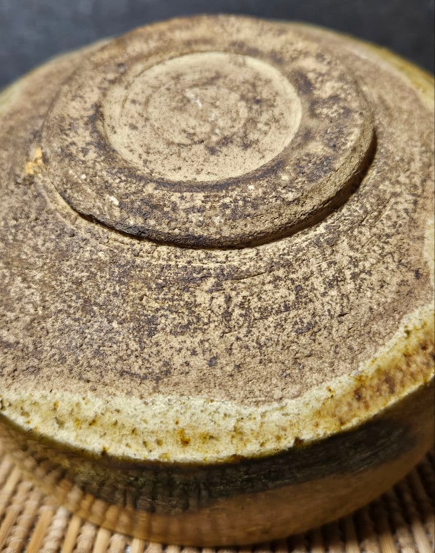 時代物 明治時代頃 徳川紋 葵紋 黄瀬戸 たんぱん 茶碗 茶道具茶器 尾張