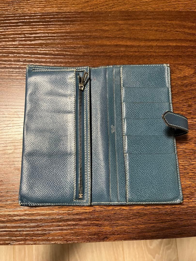 HERMES べアン スフレ 長財布 □G刻印 ブルージーン 2003年製