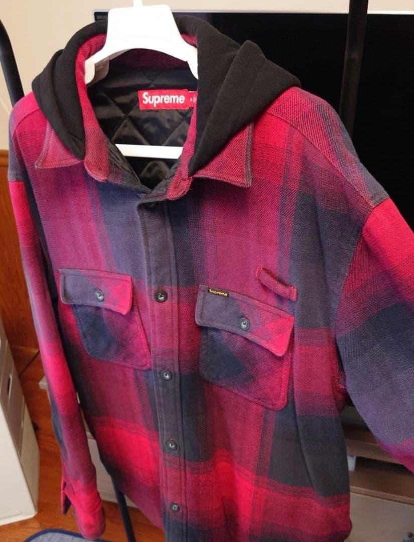 トップス 25SS Quilted Lined Hooded Flannel Shirt