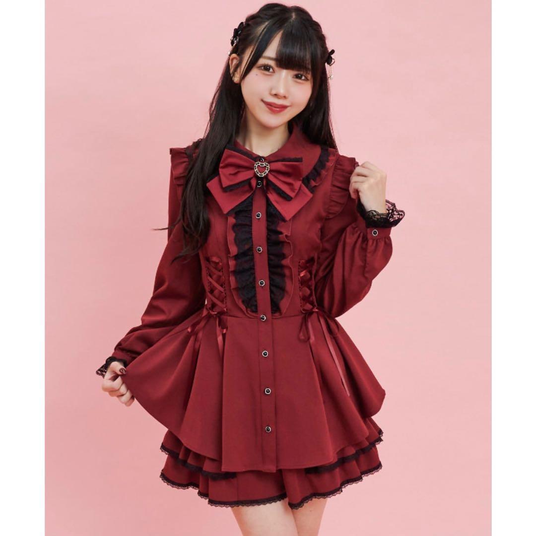 【匿名発送】 サイドアップヘムセットアップ ワイン