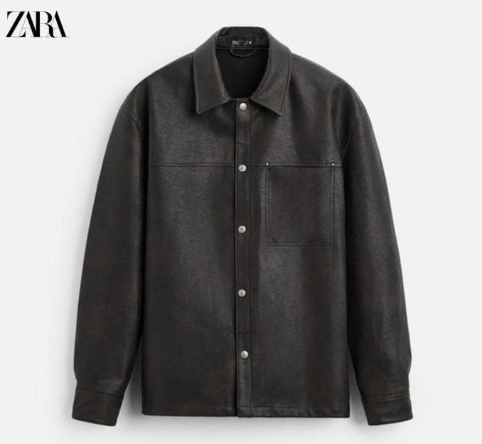 未使用】ZARA ウォッシュド フェイクレザー シャツジャケット - メルカリ