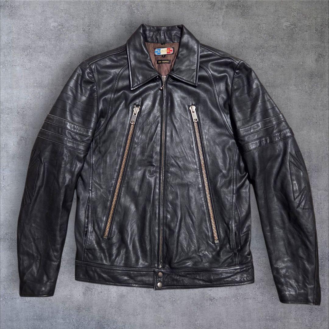 EGO TRIPPING ライダース ジャケット レザー ハの字 ブラック - メルカリ