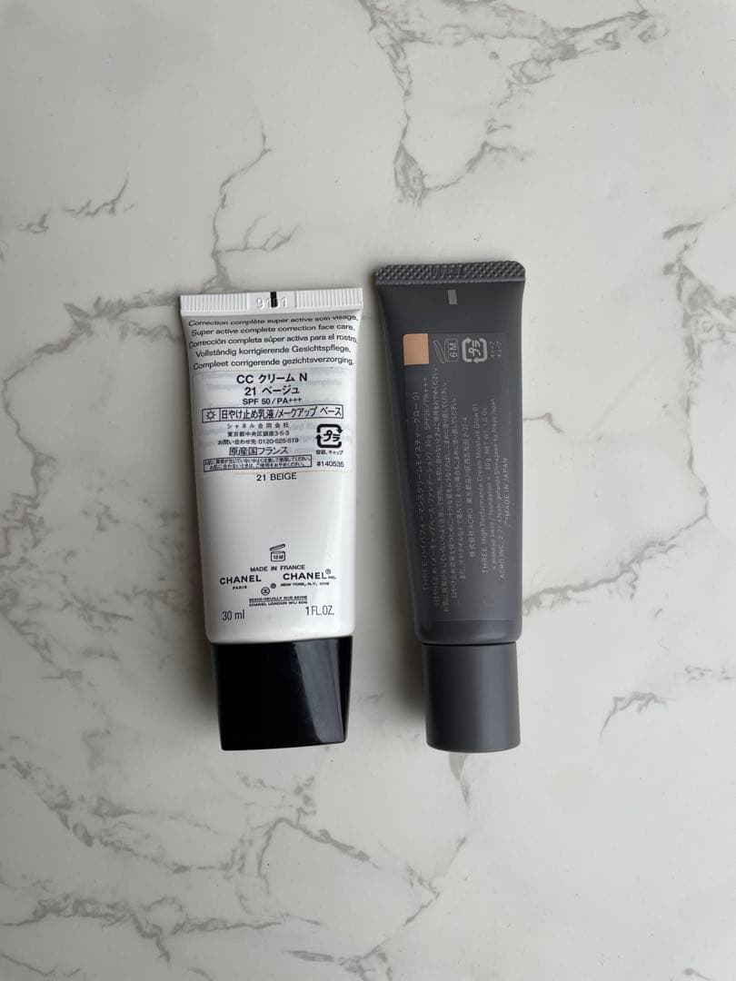 CHANEL CCクリーム 21ベージュ & THREE日焼け止め下地 - メルカリ