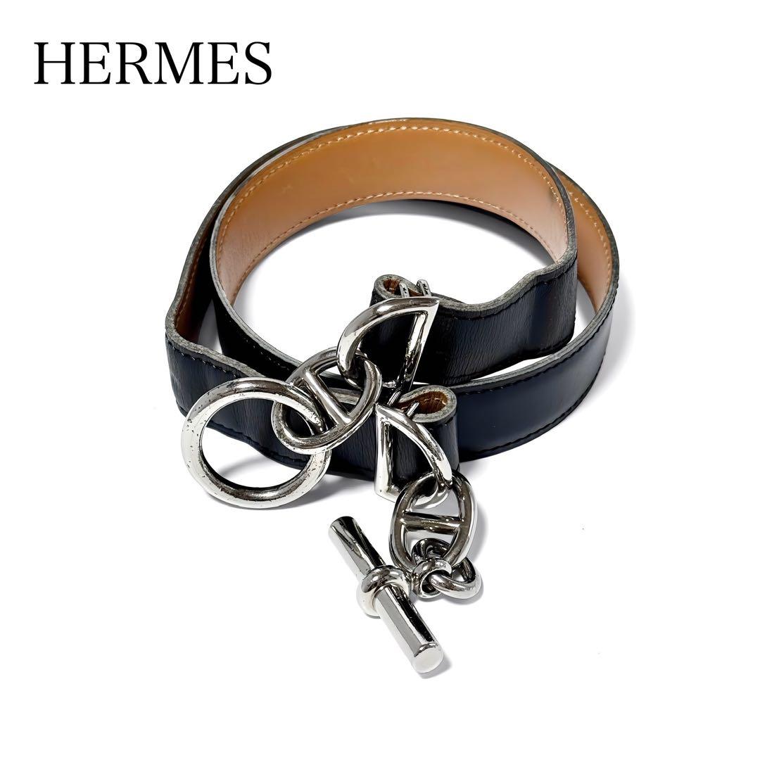希少 HERMES エルメス マルジェラ期 ベルト シェーヌダンクル レザー