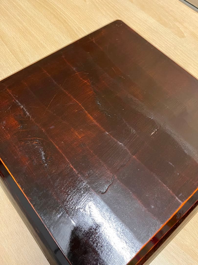 讃岐盆 讃岐彫り 四方盆 2枚 木製 お盆 漆塗 トレー アンティーク 昭和