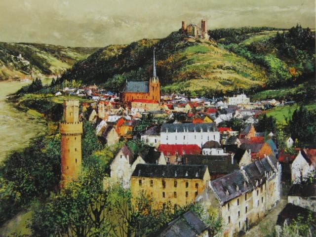 武本はる根、【清流と群落】、希少な画集画、新品高級額・額装付