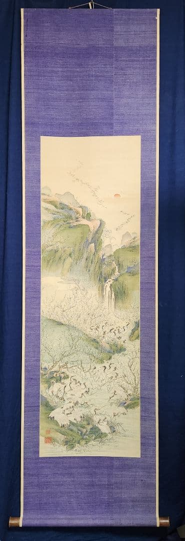 梅林千羽鶴図】和田華岳 2618 広島画壇 掛け軸 祝時 肉筆 - メルカリ
