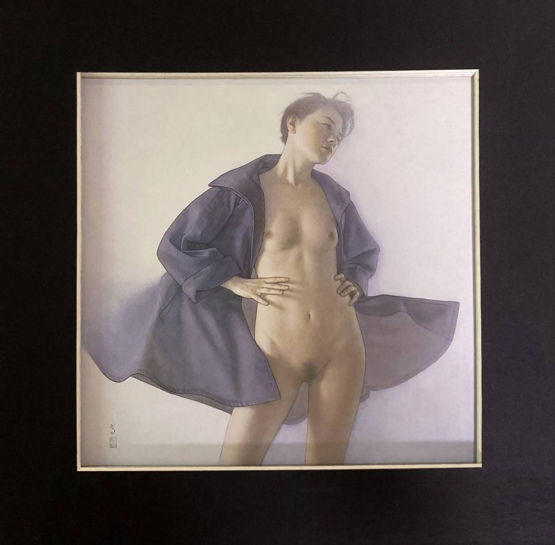 高塚省吾、【ふと熱いものがよぎって】、希少な額装用画集画、新品高級額 額装付