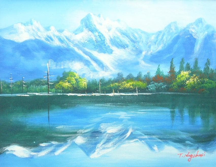 絵画 油絵 作者不詳 サイン入り 肉筆油絵 上高地 F6 絵画 油絵