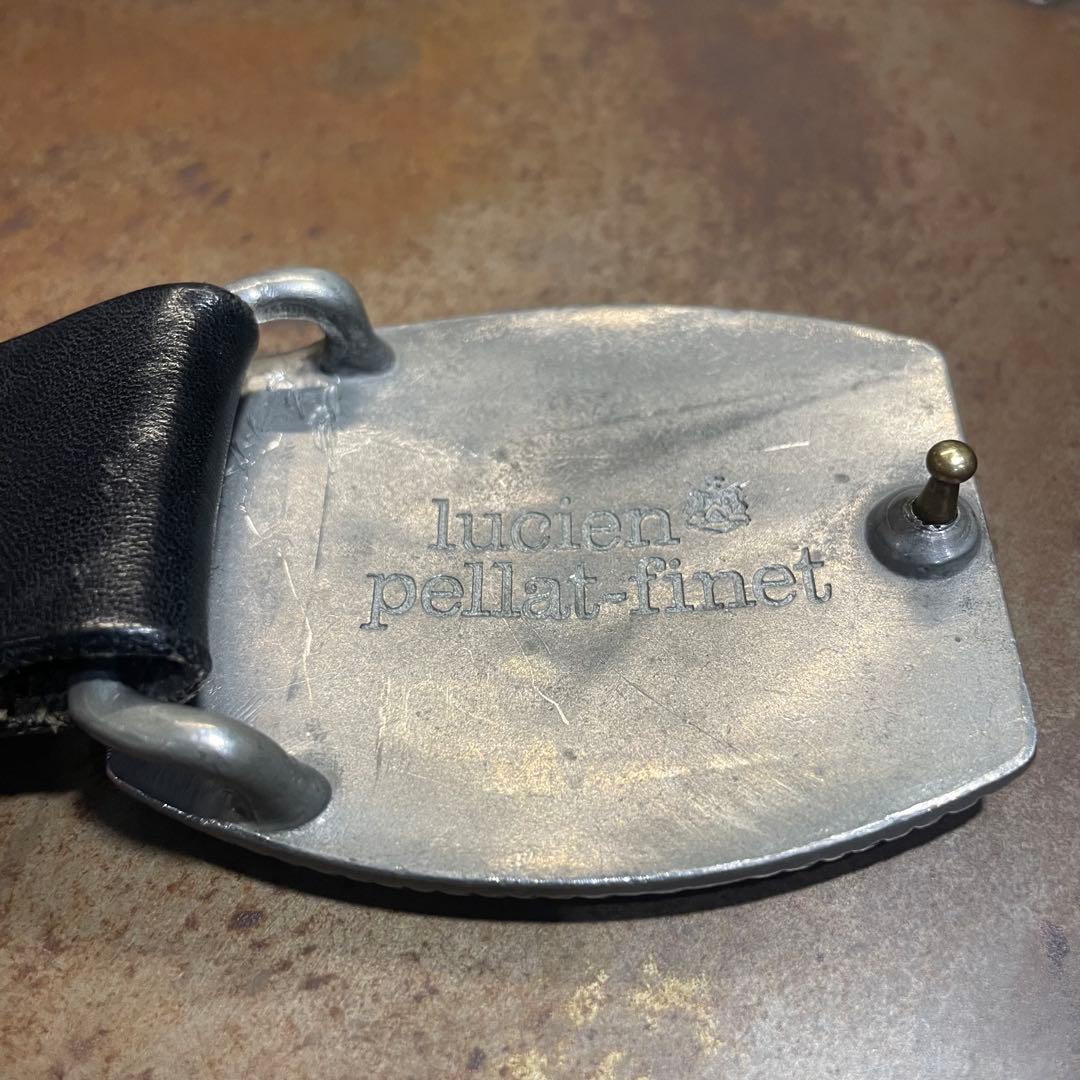 ルシアンペラフィネ レザーベルト ヘンプ リーフバックルベルト 黒