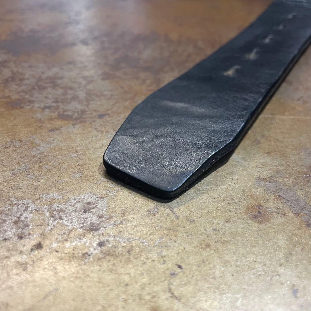 ルシアンペラフィネ レザーベルト ヘンプ リーフバックルベルト 黒