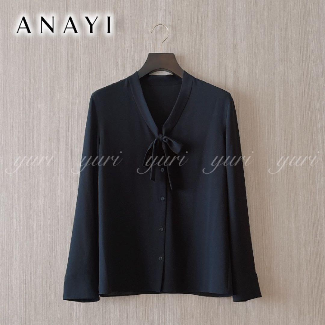 【1269】アナイ　ジョーゼットボウタイ　ブラウス　黒　38